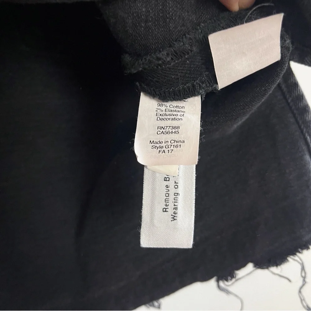 Madewell Black Denim Mini Skirt Size 28 Raw Hem Stretch